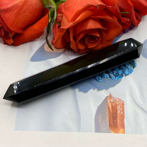Black Obsidian Double Terminated Massage Wand - Protection & Awareness BD Crystals