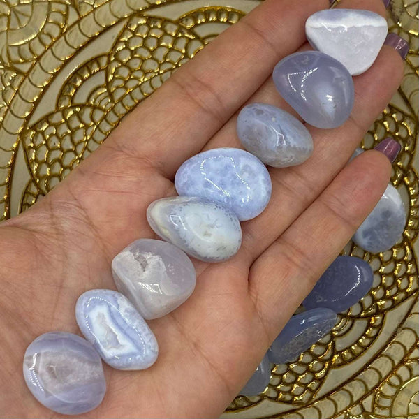 Blue Chalcedony Tumblestones BD Crystals