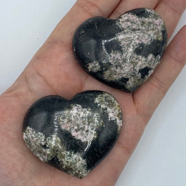 Black Jade & Pink Thulite Heart BD Crystals