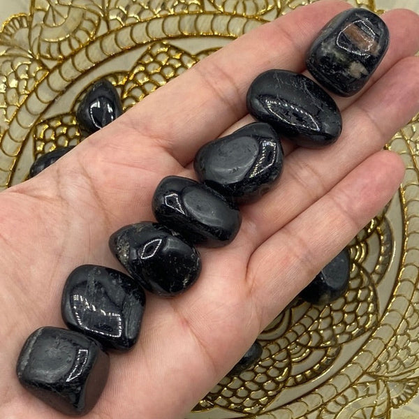 Black Tourmaline Tumblestones - Energetic Protection BD Crystals