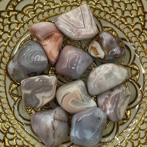 Grey & Pink Botswana Agate Tumblestones - Change & Balance BD Crystals