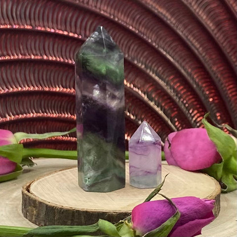 Rainbow Fluorite Polished Point - Personal Magnetism & Psychic Protection BD Crystals