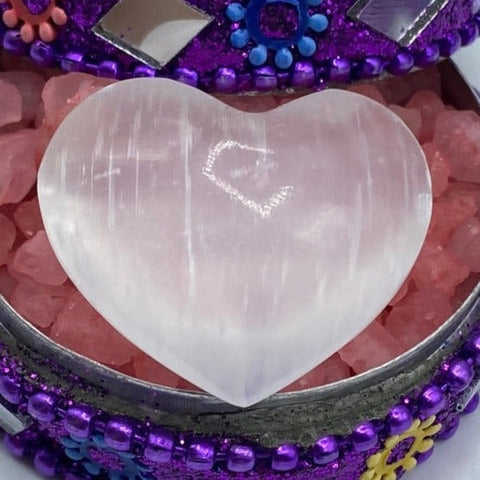 Selenite Heart - Cleansing & Purification BD Crystals