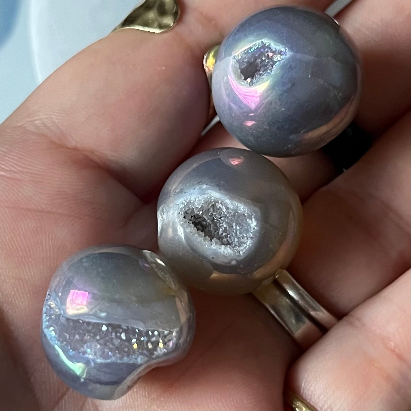 Agate Mini Druzy Aura Sphere