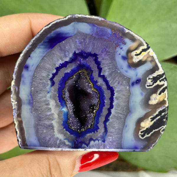 Purple Agate Cut Base Geode - Stability & Courage