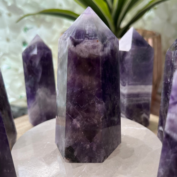 Chevron (Dream/Banded) Amethyst Tower - Spiritual Wisdom & Comfort