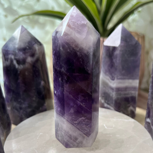 Chevron (Dream/Banded) Amethyst Tower - Spiritual Wisdom & Comfort