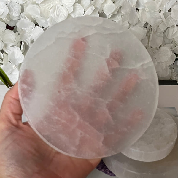 Selenite Round Charging Plate/ Disc - Cleansing & Purification