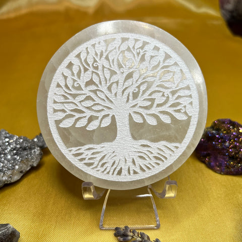 Selenite Tree of Life Charging Plate - Cleansing & Purification