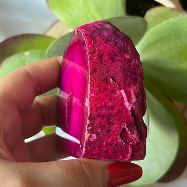 Pink Agate Cut Base Geode - Emotional Balance & Love