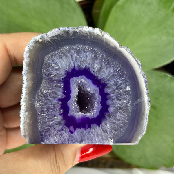 Purple Agate Cut Base Geode - Stability & Courage