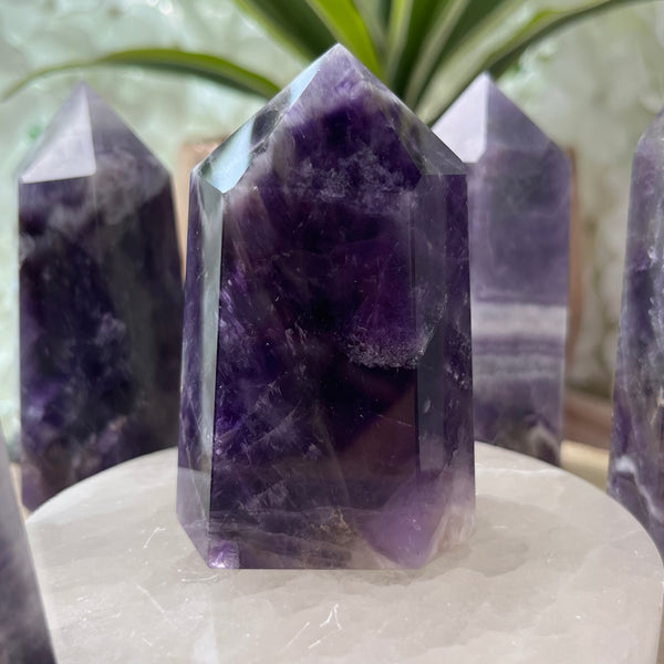 Chevron (Dream/Banded) Amethyst Tower - Spiritual Wisdom & Comfort