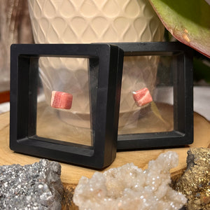 Mini Rhodochrosite Cube w/ Floating Display Case