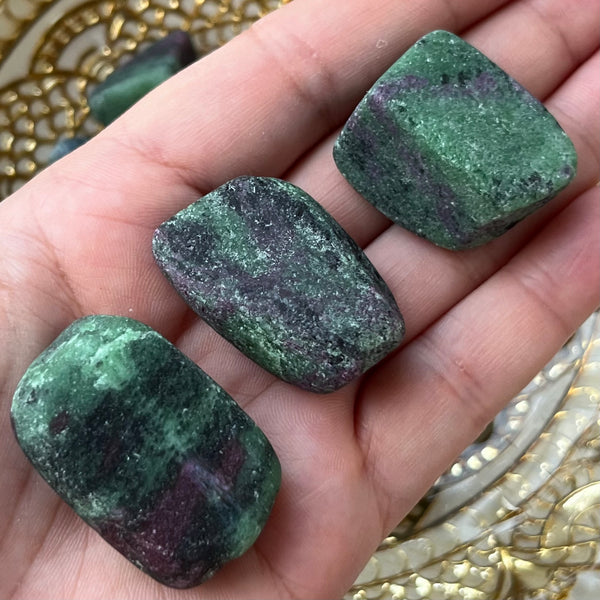 Rubycrosite (Ruby in Zoisite) Tumblestones (UNPOLISHED) - Energising Harmony