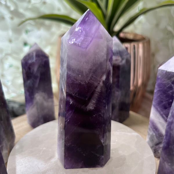 Chevron (Dream/Banded) Amethyst Tower - Spiritual Wisdom & Comfort