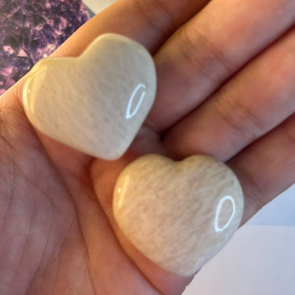 Pink Feldspar Moonstone Puff Heart - Kindness & Femininity