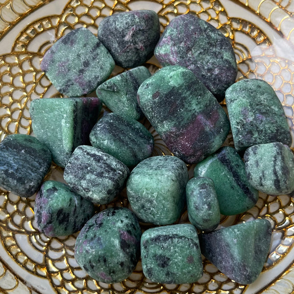 Rubycrosite (Ruby in Zoisite) Tumblestones (UNPOLISHED) - Energising Harmony