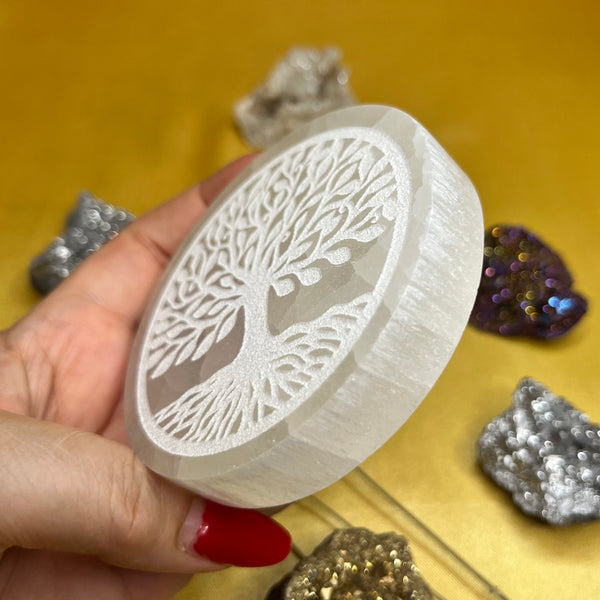 Selenite Tree of Life Charging Plate - Cleansing & Purification