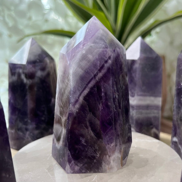 Chevron (Dream/Banded) Amethyst Tower - Spiritual Wisdom & Comfort