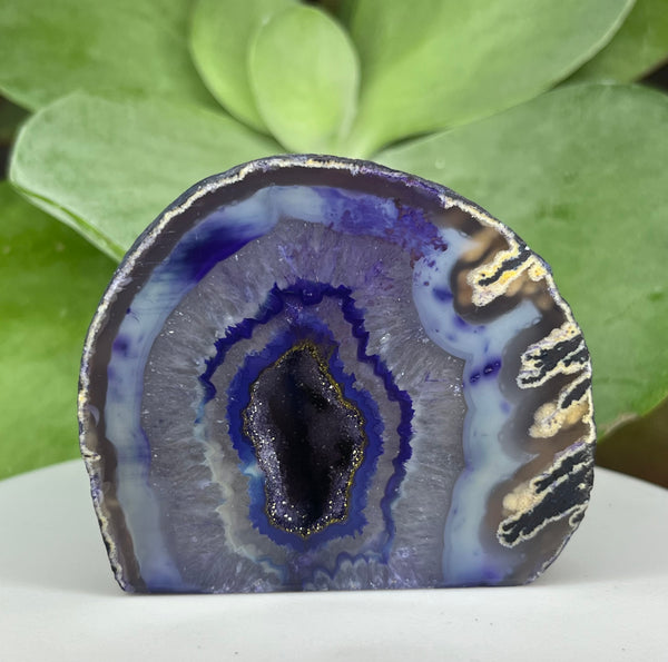 Purple Agate Cut Base Geode - Stability & Courage