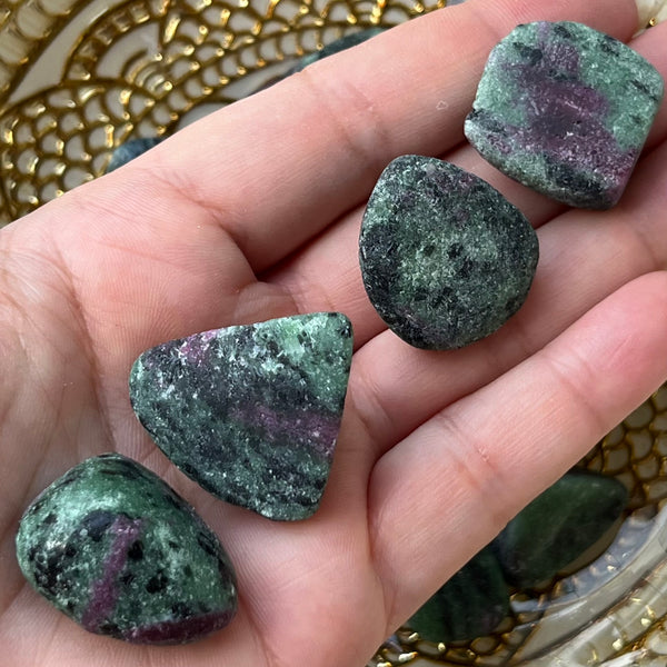 Rubycrosite (Ruby in Zoisite) Tumblestones (UNPOLISHED) - Energising Harmony