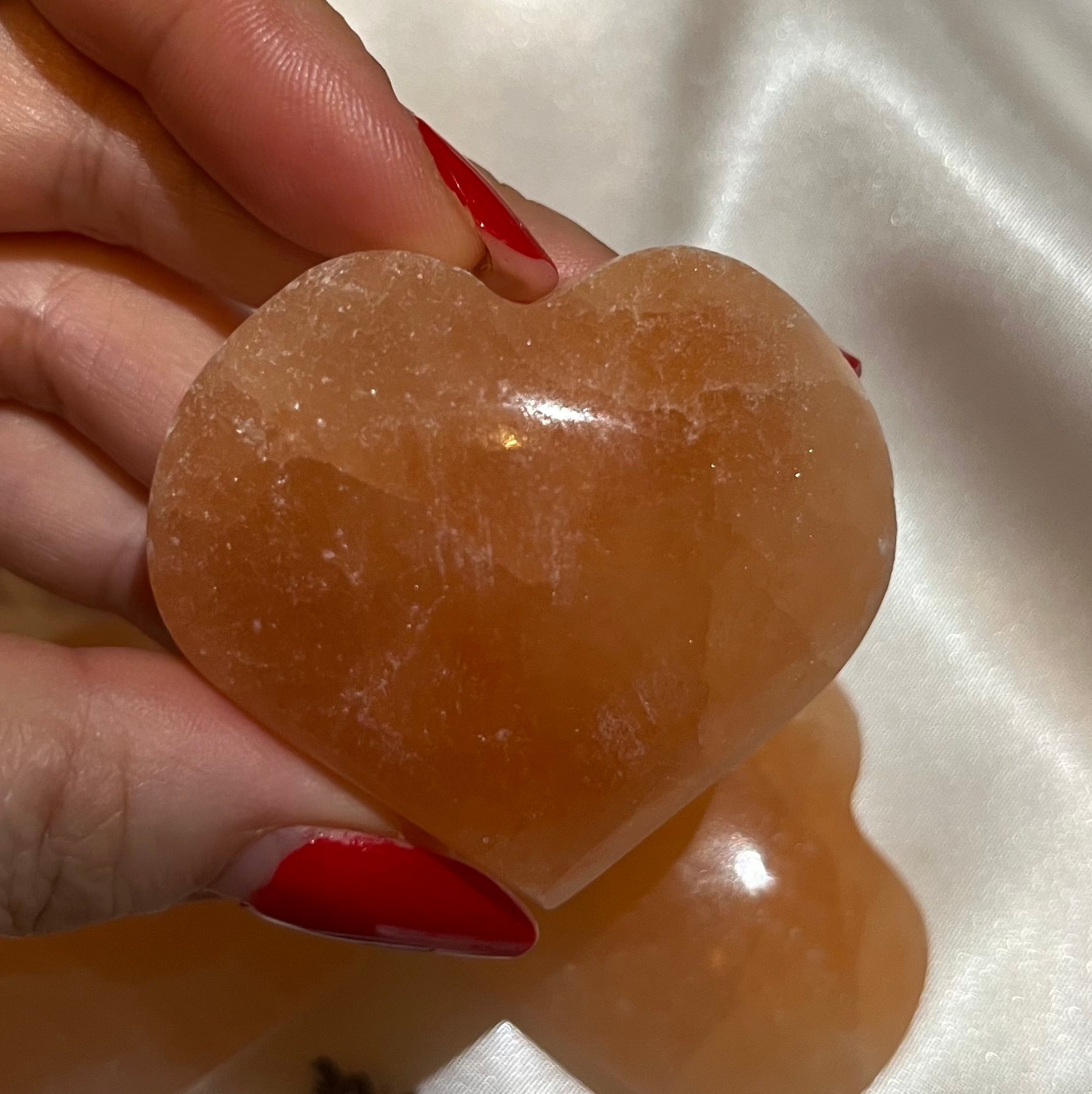 Orange Selenite Heart - Joy & Creativity