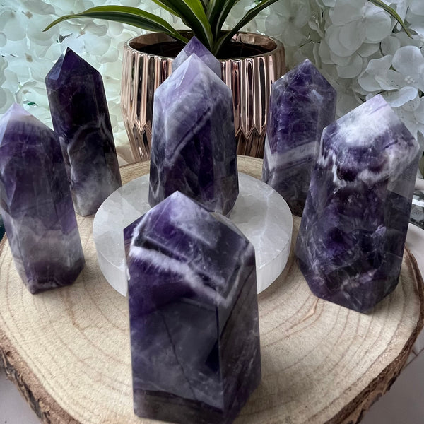 Chevron (Dream/Banded) Amethyst Tower - Spiritual Wisdom & Comfort