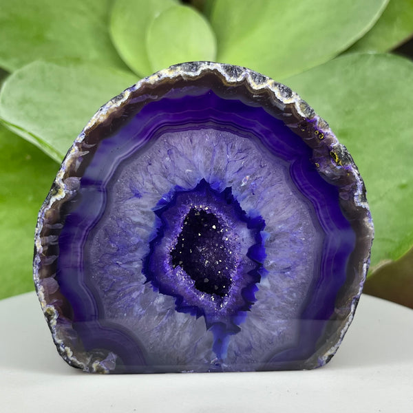 Purple Agate Cut Base Geode - Stability & Courage