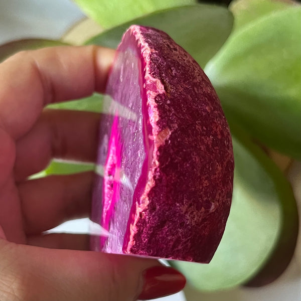 Pink Agate Cut Base Geode - Emotional Balance & Love