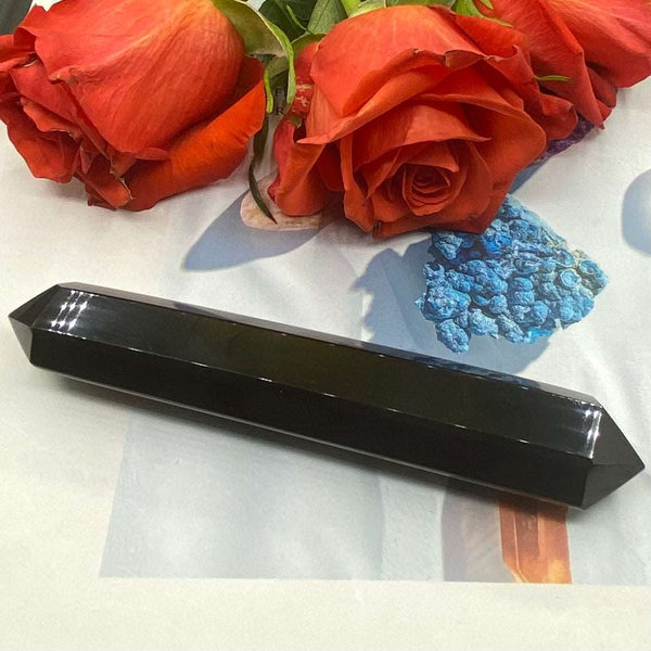 Black Obsidian Double Terminated Massage Wand - Protection & Awareness BD Crystals