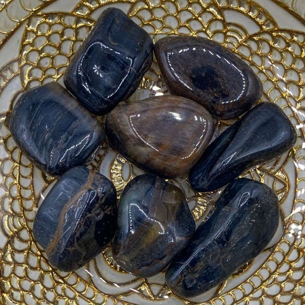 Blue Tiger Eye (Hawk's Eye) Tumblestones - Communication & Serenity BD Crystals