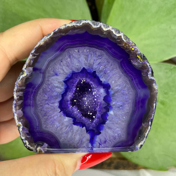 Purple Agate Cut Base Geode - Stability & Courage