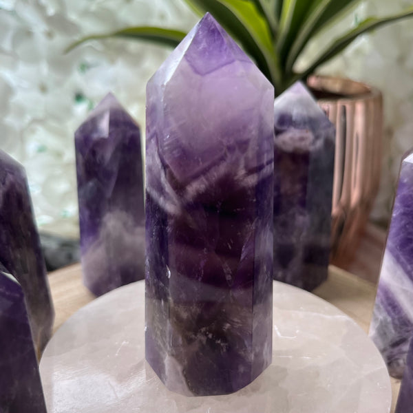 Chevron (Dream/Banded) Amethyst Tower - Spiritual Wisdom & Comfort