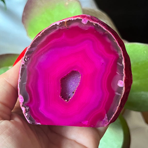 Pink Agate Cut Base Geode - Emotional Balance & Love