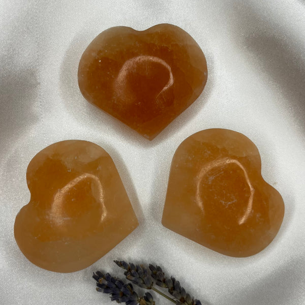 Orange Selenite Heart - Joy & Creativity