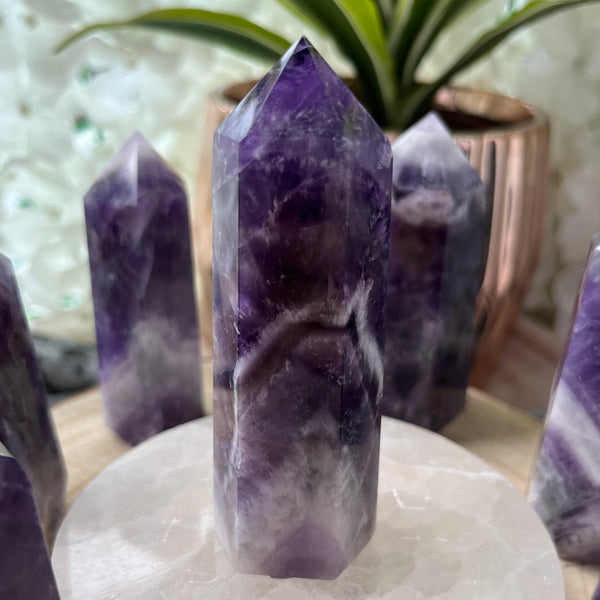 Chevron (Dream/Banded) Amethyst Tower - Spiritual Wisdom & Comfort