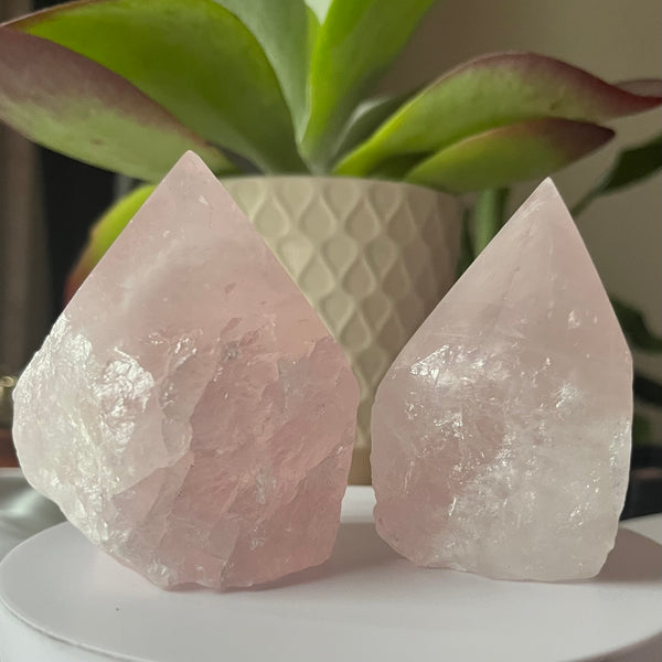 Rose Quartz Cut Base Point - Unconditional Love