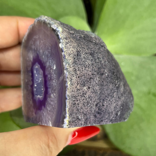 Purple Agate Cut Base Geode - Stability & Courage