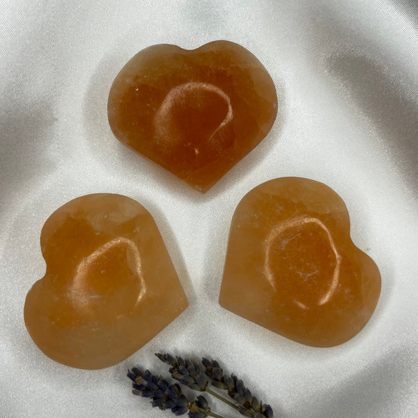 Orange Selenite Heart - Joy & Creativity