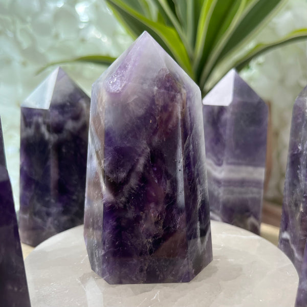 Chevron (Dream/Banded) Amethyst Tower - Spiritual Wisdom & Comfort