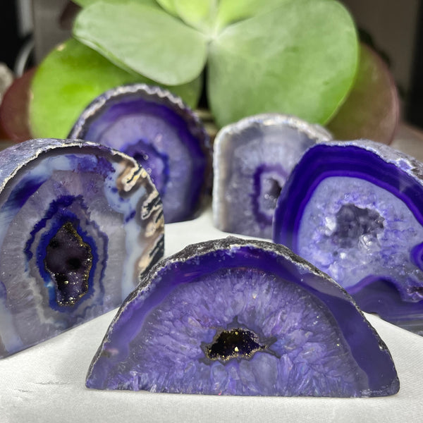 Purple Agate Cut Base Geode - Stability & Courage