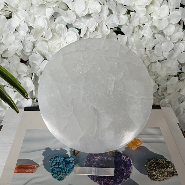 Selenite Round Charging Plate/ Disc - Cleansing & Purification