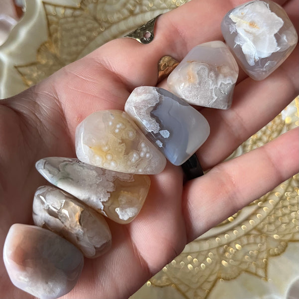 Flower Agate Tumblestones - Creativity & Self-Discovery