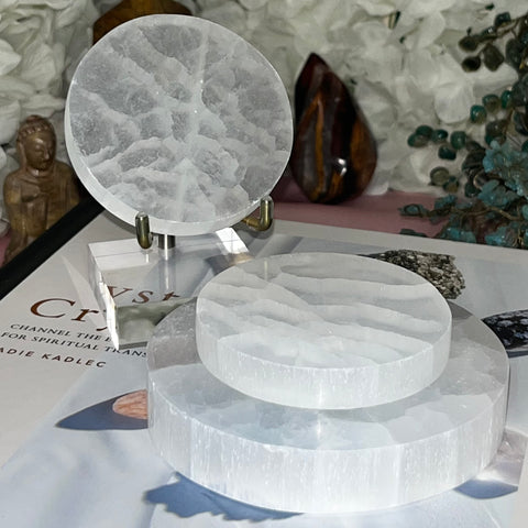 Selenite Round Charging Plate/ Disc - Cleansing & Purification