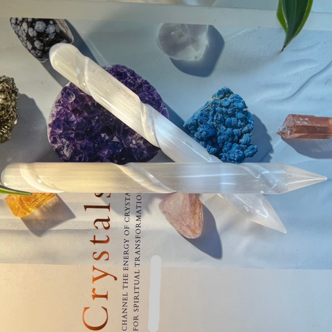 Selenite Spiral Wand - Cleansing & Purification