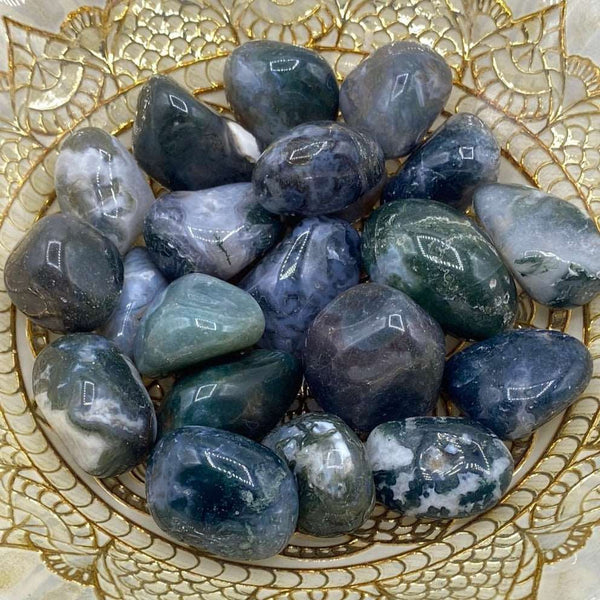 Moss Agate Tumblestones - Optimist & Courage BD Crystals