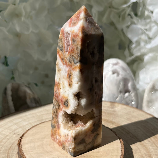 Zebra Agate Druzy Obelisk