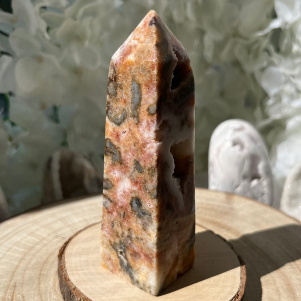 Zebra Agate Druzy Obelisk