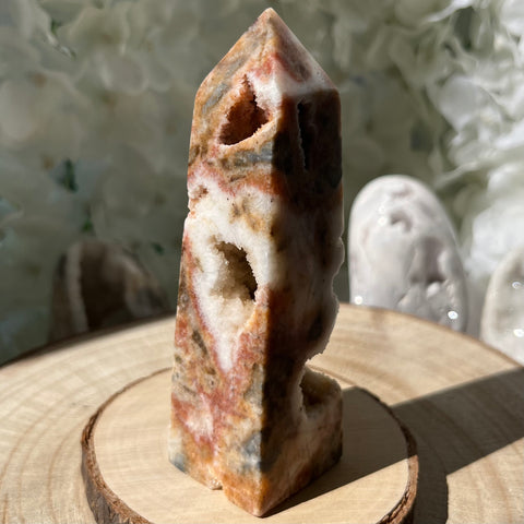 Zebra Agate Druzy Obelisk