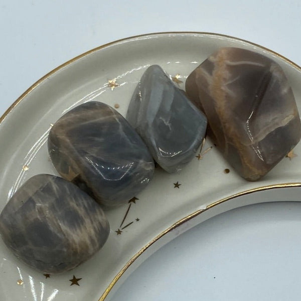 Black Moonstone Tumblestones - New Beginnings & Protection BD Crystals